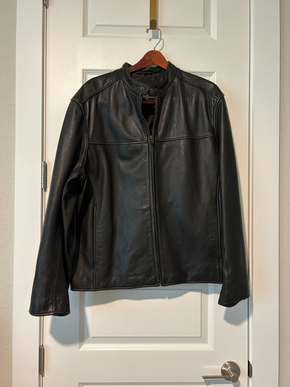Dockers Vintage Genuine Black Leather Zip Jacket